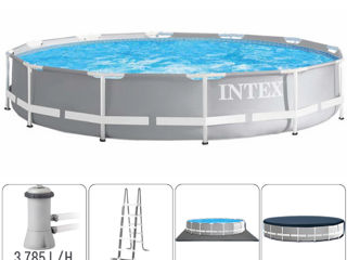 Intex piscină premium 457x107сm, 14614l, cadru metalic + accesorii incluse !!!