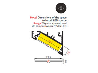 Profil din aluminiu de colt CORNER 27 pentru banda LED - anodizat 2 metri - set complet Profilul LED foto 17