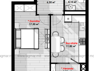 Apartament cu 1 cameră, 44 m², Râșcani, Chișinău foto 2
