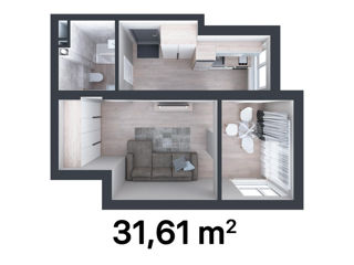 Apartament cu 1 cameră, 31 m², Botanica, Chișinău