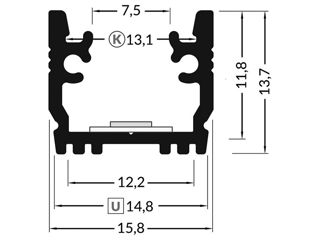 Profil din aluminiu încastrat în podea Topmet Light SET STANDARD FLOOR12 K opal U inox, lungime 2m, foto 12