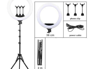 Lampa circulară de 36 cm cu 3 suporturi p/n telefon si stativ 2 m foto 3