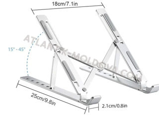 Suportul portabil universal din aluminiu pentru laptop, tabletă,  telefon sau tastatură foto 6