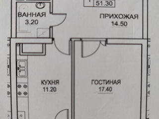1-комнатная квартира, 52 м², Чокана, Кишинёв фото 1