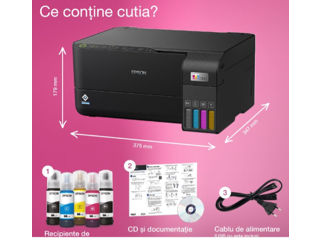 Multifunctional jet color Epson EcoTank L3550, A4, USB, Wi-Fi, AirPrint, Negru foto 3