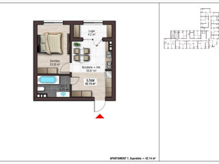 Apartament cu 1 cameră, 42 m², Centru, Strășeni foto 7