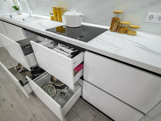 Bucătărie liniară în stil modern, Rimobel, MDF vopsit lucios, culoare Alb foto 9