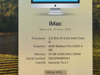 iMac 27 2020 5K  i5 Procesorul 16/500 foto 2