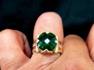 Золотой перстень с зелёным камнем (10,2 грам) foto 6