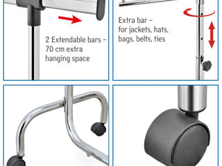Tatkraft falcon сверхмощная стойка для одежды с боковыми выдвижными планками из хромированной стали foto 5