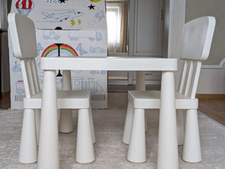 Set masa + 2 scaunele copii Ikea Mammut foto 2