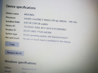 Продам DELL i7 8565U SSD 256g DDR4 8g Windows 10 полностью рабочий foto 3