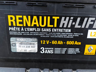 Renault акумулятор 60ач 600а пусковой ток foto 2
