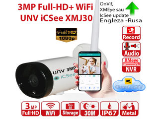 3MP 2K Bulet UNV Camera WiFi exterioara cu microfon Icsee urmarire telefon noaptea 35m