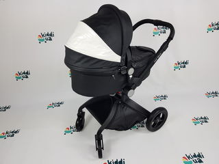 Популярная и красивая коляска Hot Mom 2в1 черный с белой вставкой еко кожа аналог mima xari foto 9