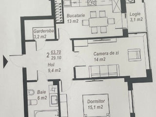 Apartament cu 2 camere, 63 m², Centru, Ialoveni foto 3