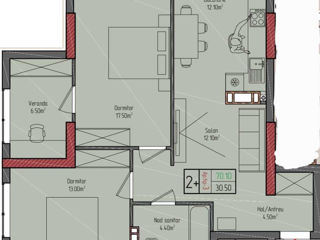 Apartament cu 2 camere, 70 m², Centru, Criuleni foto 2