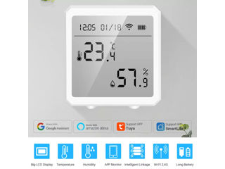 Wi-Fi Senzor temperatura/umiditate smart, afisaj LCD Tuya/SmartLife foto 3