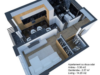 1-комнатная квартира, 36 м², Ботаника, Кишинёв