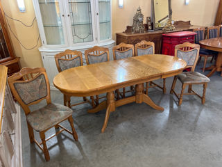 Masa ovala cu 6 scaune,din lemn, Стол овальный с 6 стульями, деревянный, foto 4