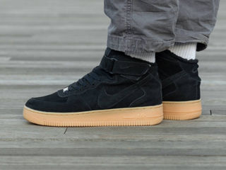 Nike Air Force 1 High Suede Black Gum cu blana / с мехом foto 6