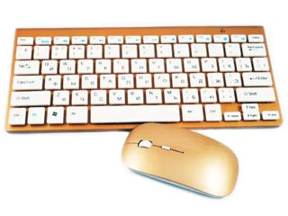 Комплект беспроводной клавиатура и мышь оптическая блютуз UKC 0902 для ПК, ноутбука Золотистая LVR foto 3
