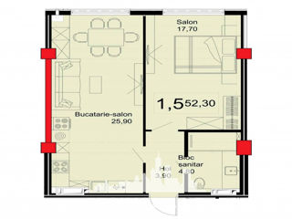 Apartament cu 1 cameră, 52 m², Telecentru, Chișinău foto 7