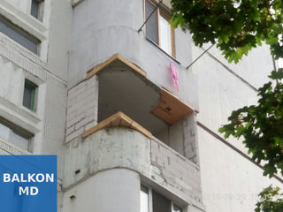 Ремонт балконов, расширение любых серий, хрущёвка, кладка балконов из газоблоков, остекление foto 9