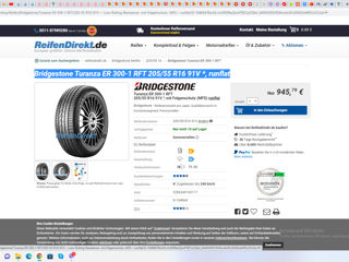 4 Ската с дисками от BMW Bridgestone Turanza ER 300-1 RFT 205/55 R16 91V *, runflat foto 8