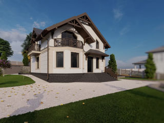 Casă de locuit individuală neoclasic / 142.7 m2 / 2 niveluri / Arhitectură / Proiectare foto 4