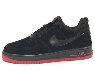 Nike Air Force 1 Low Suede Black/Red cu blana / с мехом foto 3