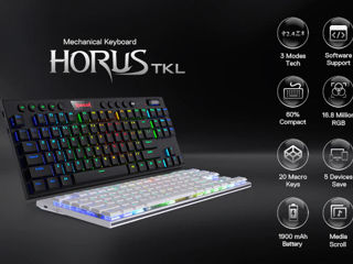 Redragon K621 Horus TKL Wireless RGB Mechanical Keyboard, 5.0 BT/2.4 Ghz/Wired Three Modes foto 4