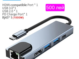 Док-станции.hub usb type C  to HDMIi, dp.usb type C  Vga Sd/tf Pd .lan. rj-45 .audio foto 11