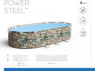 Бассейн Power Steel Oval 610х366х122 см, 20241Л, метал каркас - доставка, кредит !!! foto 9