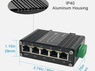 Mini Industrial 5-Port Gigabit Ethernet Switch 10/100Mbps half/full duplex and 1000Mbps full duplex foto 5