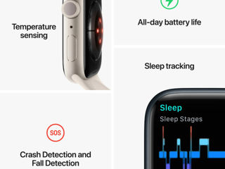 Apple Watch Series 8 GPS 45mm Silver Aluminum Case with White Sport Band foto 5