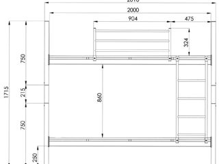 Pat pentru copiii supraetajat Damla 90x200 cm/252 foto 3