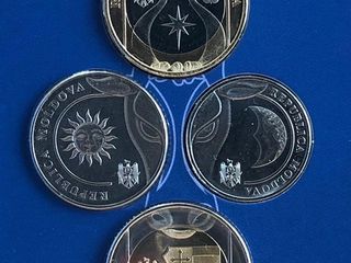 Set cu monede metalice aflate în circulație cu valoarea nominală de 1, 2, 5 și 10 lei foto 7