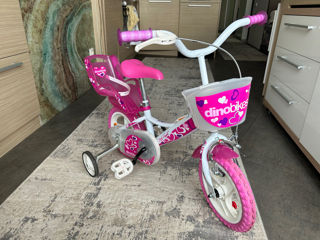 Bicicleta copii Dino Bikes 12' Little Heart alb si roz