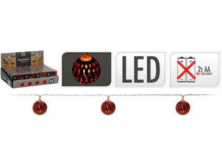 Luminite De Craciun "Globuri" 10Led D2.5Cm, Alb-Cald 1.2M, Rosii