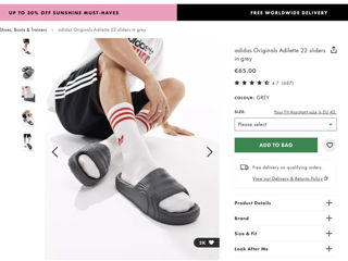 Adidas Originals Adilette 22 Sliders In Grey - Оригинал! foto 3