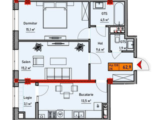 Apartament cu 2 camere, 63 m², Durlești, Chișinău foto 4