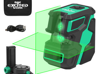 Excited work ew-ls16-g 2d cross-line laser level self-leveling 2x360 8-line green beam foto 1
