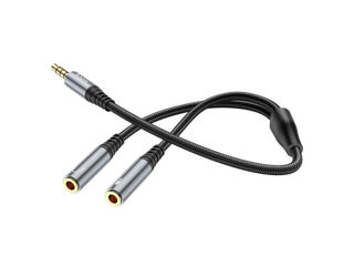 Cablu adaptor audio pentru căști HOCO UPA21 2-în-1 3,5 (mascul la 2 *female)