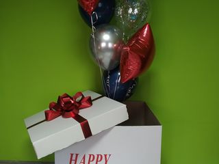 Cutie surpriza cu baloane cu heliu коробка сюрприз с гелиевыми шариками foto 7