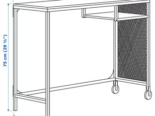 Set de mobilă pentru oficiu IKEA (Negru/Pin) cu scaun rotativ foto 3