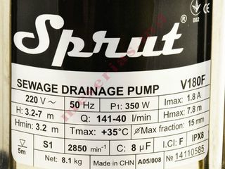 Насос дренажно фекальный V 180F Sprut/Доставка по всей Молдове бесплатно! Гарантия! 1900 lei foto 5