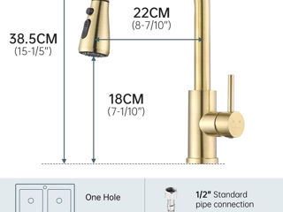 Appaso - Gold Baterie de bucătărie - Baterie de chiuvetă de bucătărie cu pulverizator extras foto 5