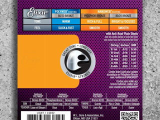 Набор струн для акустической гитары Elixir 16052, 12–53 Light, Phosphor Bronze, nanoweb | MusicShop фото 1