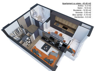 Apartament cu 1 cameră, 43 m², Telecentru, Chișinău foto 19
